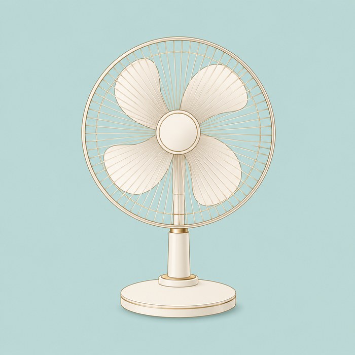 Ventilateur de table crème et doré